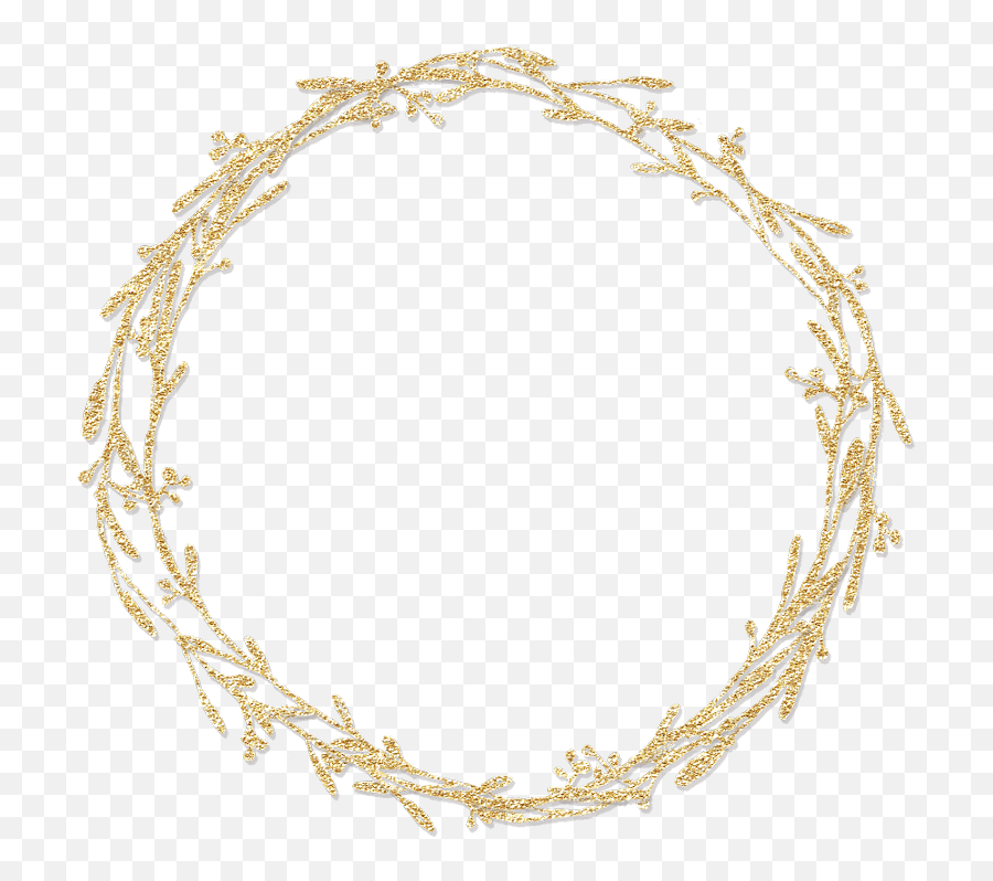 Gold Twigs Branch Sticks Sparkle Wreath Circle Round - Gold Wreath Frame Png,Twigs Png