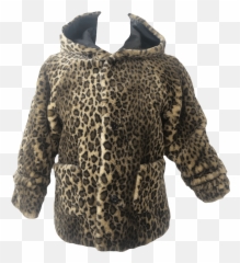 Cheetah Print Coat With Hood And Leather Inside Lining - Fur Clothing Png,Cheetah Print Png