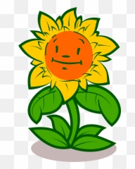 Plant Clipart Cartoon - Sunflower Animated With Face png