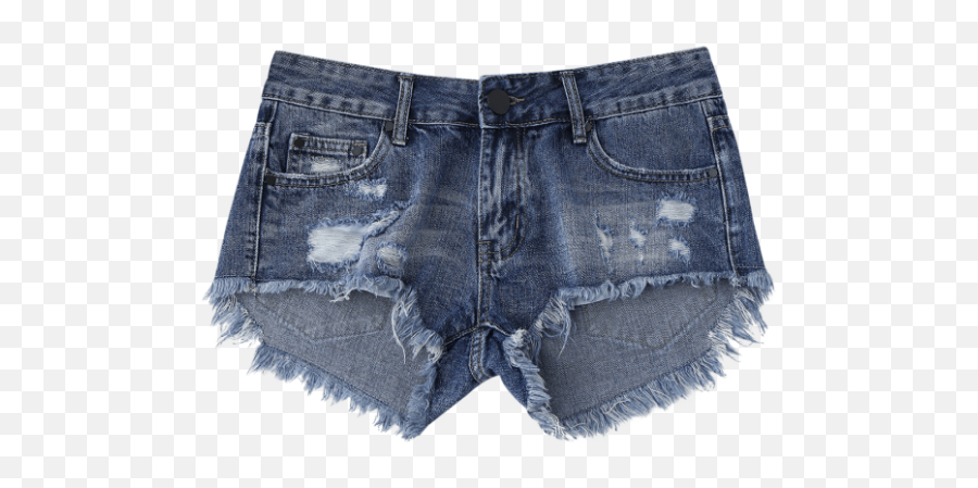 Cutoffs Ripped High Low Denim Shorts - Shorts Full Size Rippedshorts Png,Ripped Jeans Png