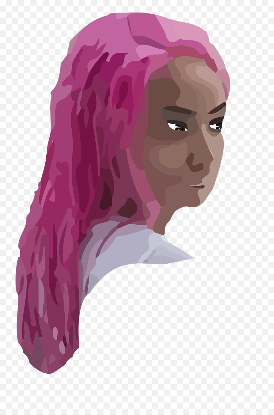 Pink Hair Woman Girl - Illustration Png,Pink Hair Png