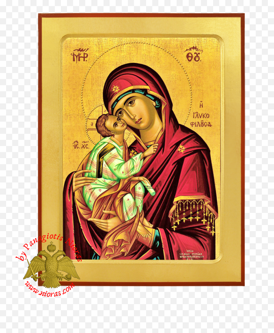 Holy Theotokos Glikofilousa Byzantine Wooden Icon - St Marys Icon Orthodox Png,Virgin Mary Icon Images