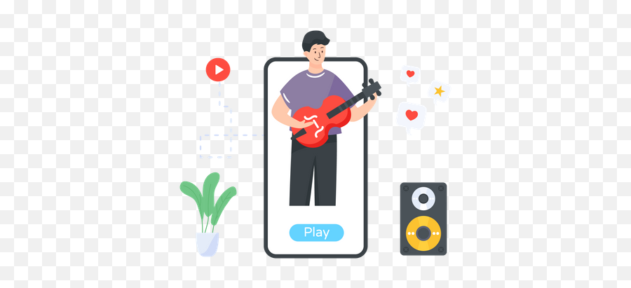 Media Player Illustrations Images U0026 Vectors - Royalty Free Guitarist Png,Wii Rock Icon Guitar