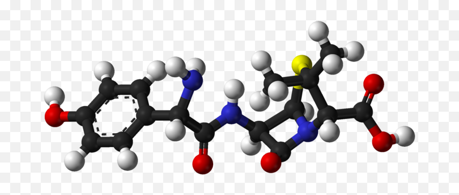 Fileamoxicillin - 3dballspng Wikidoc Amoxicillin 3d Molecular Structure,Balls Png