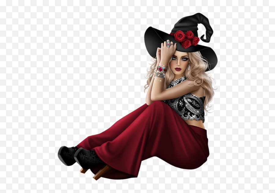 Cart Witch Red Flowers - Witch Png,Red Flowers Png