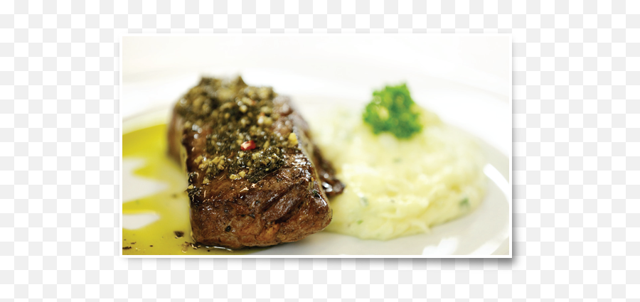 Sirloin Steak With Chimichurri And Mashed Potatoes - Rib Eye Steak Png,Mashed Potatoes Png