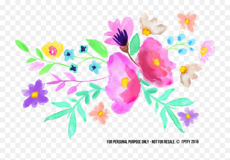 Download Hd Watercolor Spring Flowers - Spring Floral Clip Art Png,Spring Flowers Png