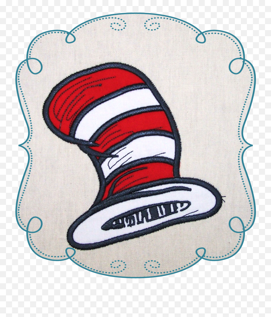 Cat In The Hat Dr Seuss Applique Machine Embroidery Design - Transparent Background Cat In The Hat Hat Png,Cat In The Hat Png
