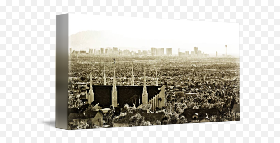 Lds Las Vegas Temple Skyline Vintage By Kristofer Sundberg - Cityscape Png,Las Vegas Skyline Png