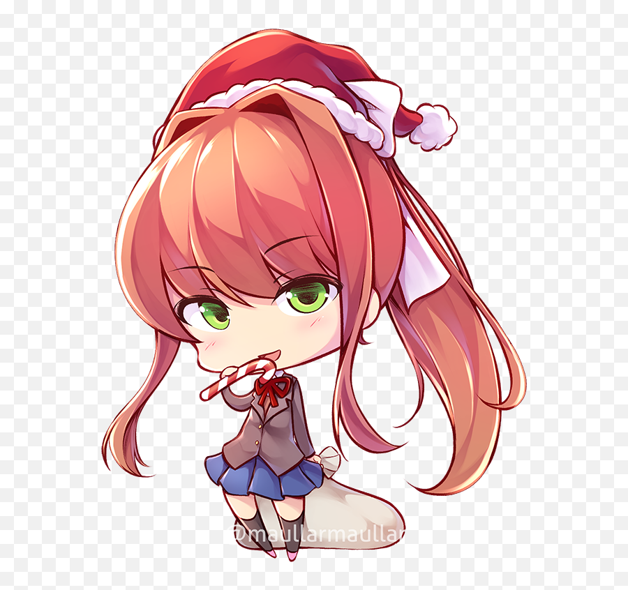 Monika Doki Literature Club - Ddlc Christmas Monika Chibi Png,Monika Transparent