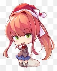 Monika Doki Literature Club - Ddlc Christmas Monika Chibi Png,Monika Transparent