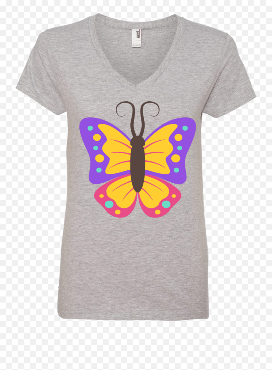 Beautiful Butterfly Emoji Ladies V - Short Sleeve Png,Butterfly Emoji Png