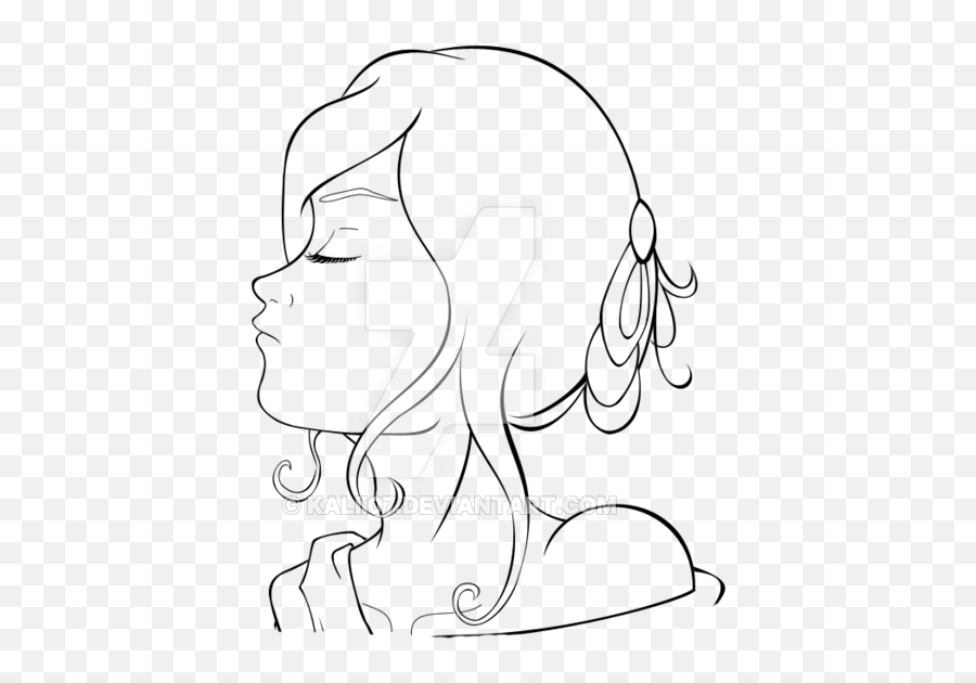 Girl Butterfly Profile Lines By Kalii07 - Hair Drawing Girl Line Art Png,Girl Drawing Png