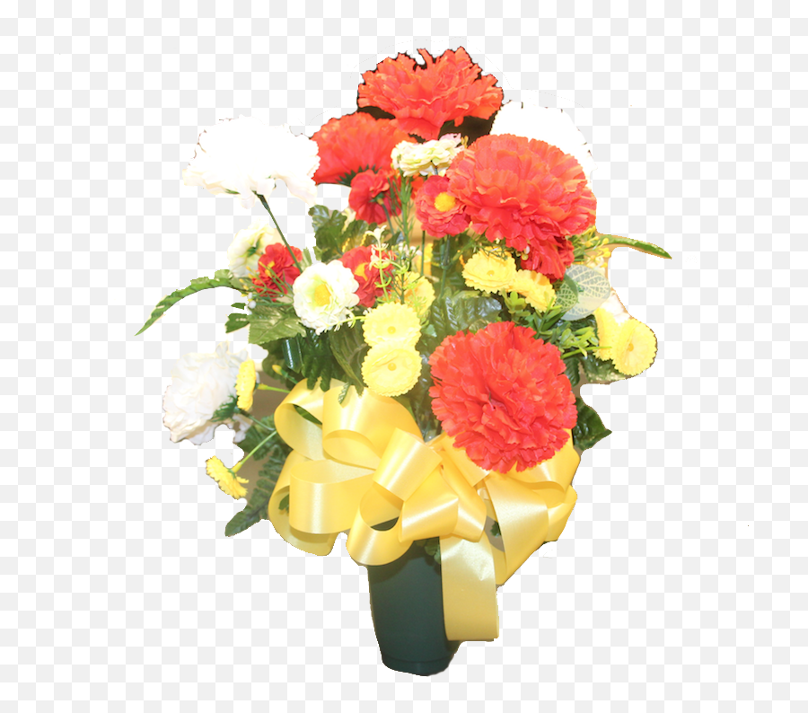 In Loving Memory Cemetery Vase With Red Silk Carnations And Mixed Flowers - Bouquet Png,In Loving Memory Png