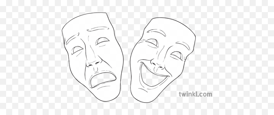 Greek Comedy Tragedy Masks Theatre - Sketch Png,Comedy And Tragedy Masks Png