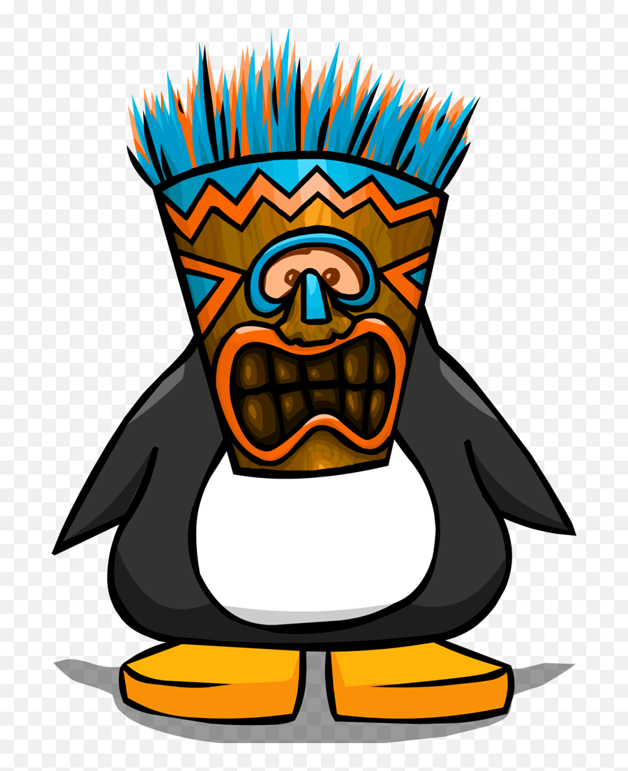 Tiki Torch Png - Blue Tiki Mask From A Player Card Club Club Penguin Blonde Hair,Tiki Png