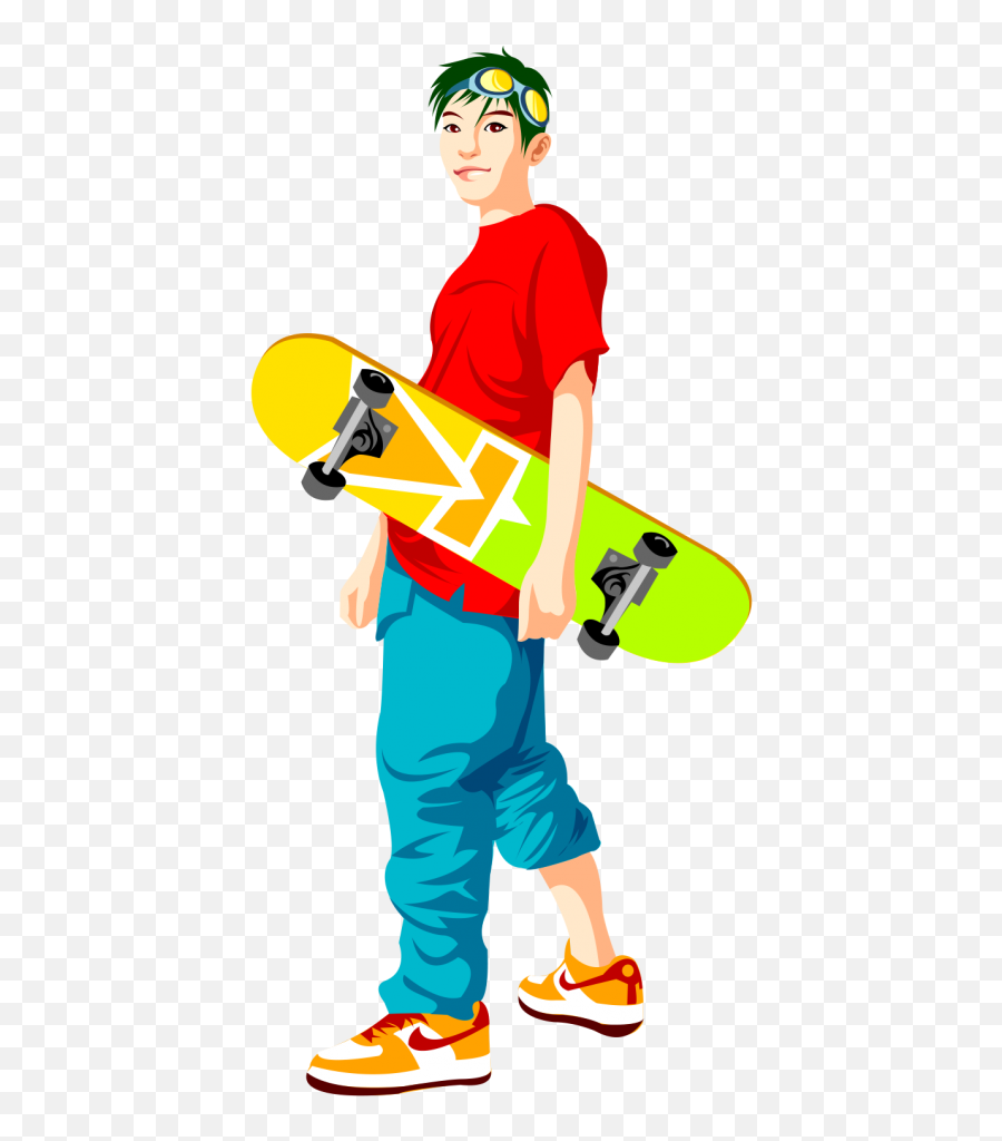 Man Holding His Skateboard Png - Gambar Skateboard Keren Kartun,Skateboarder Png