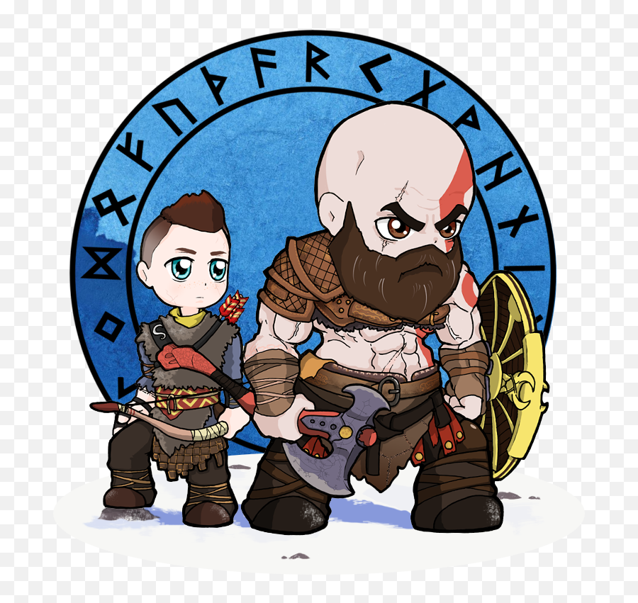 Kratos - Kratos And Atreus Chibi Png Download Original God Of War Atreus Chibi,Kratos Png