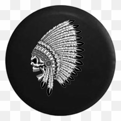 American Indian Chief Skull Feathers - Chieftain Horn png