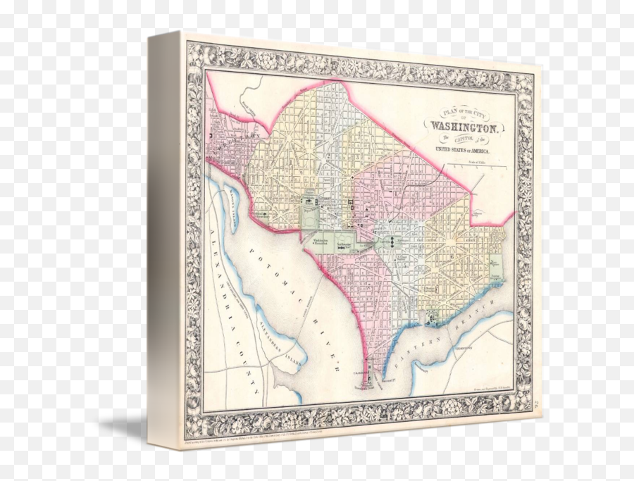 Vintage Map Of Washington Dc By Store - Horizontal Png,Washington Dc Png