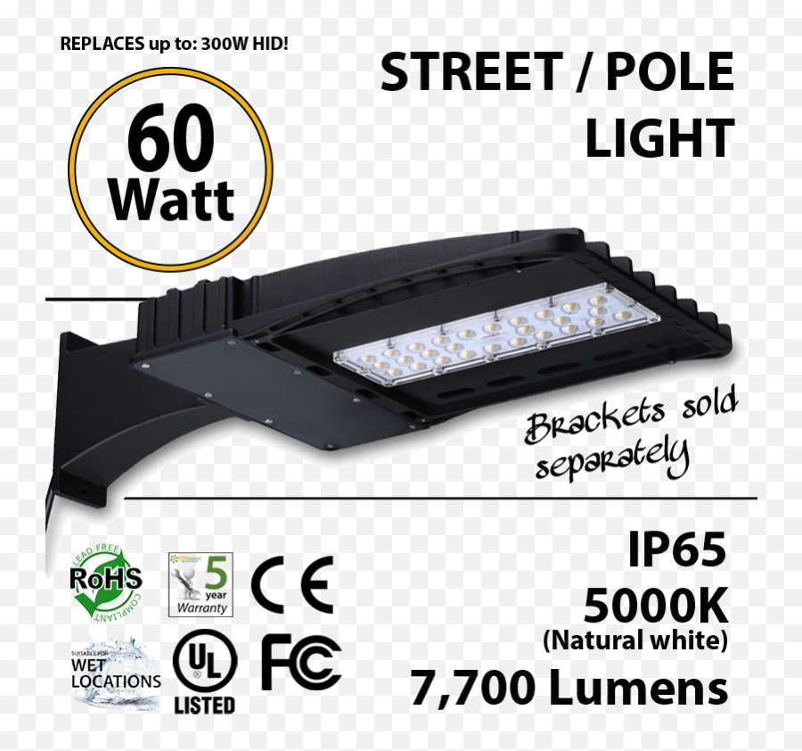60w Led Shoebox Street Light Pole Mount Fixture 7700 Lumens 5000k Ul Ip65 - Office Equipment Png,Bright White Light Png