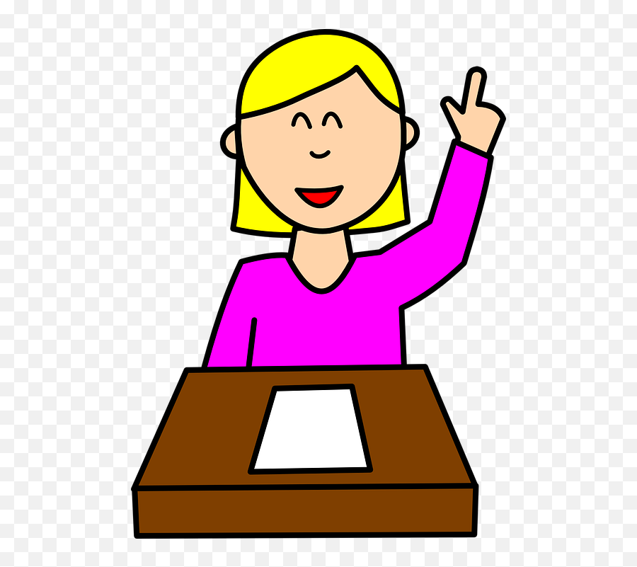 School Girl Cartoon 22 Buy Clip Art - Raise Your Hand Someone Asking A Question Png,Hand Outline Png