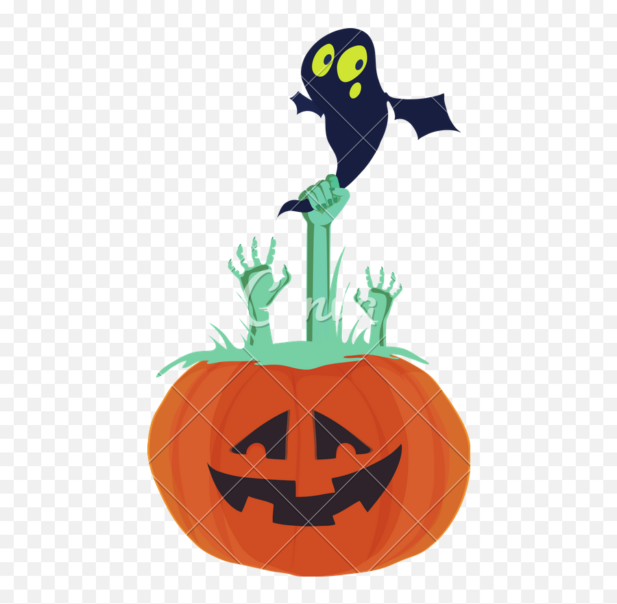 Halloween Pumpkin With Zombie Hands And Png