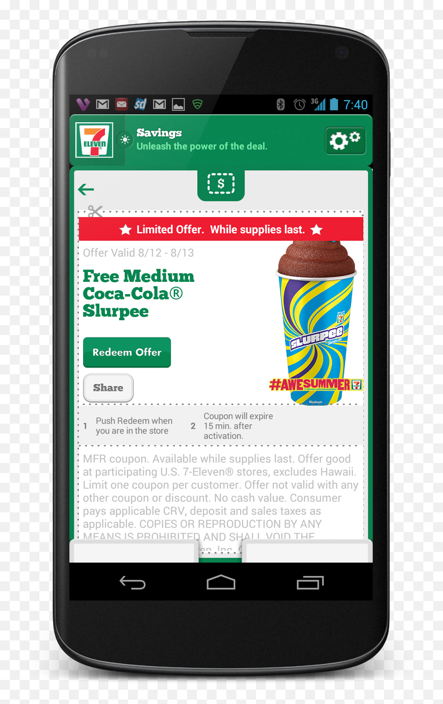 Coupon Free Medium Coca Cola Slurpee - Smartphone Png,Slurpee Png