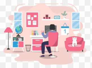 Best Premium Girl Working From Home Illustration Download - Lady Work From Home Transparent Icon png