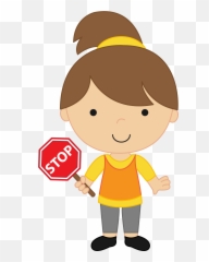 Girl Stop Sign - Kid Clip Art png