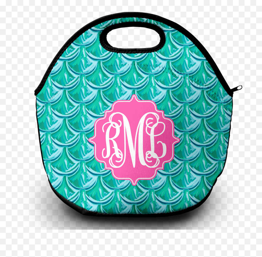 Monogram Lunch Bag Mermaid Scales Blue - Textile Png,Mermaid Scales Png