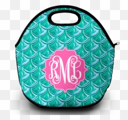 Monogram Lunch Bag Mermaid Scales Blue - Textile Png,Mermaid Scales Png