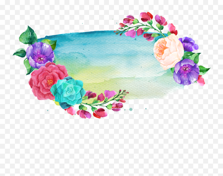 Ftestickers Watercolor Flowers Background Frame Colorfu - Flower Png,Watercolor Flowers Transparent Background