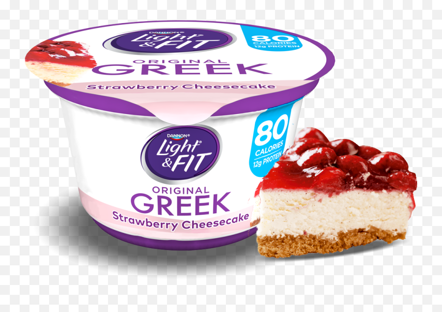 Download Strawberry Cheesecake Greek Yogurt - Light And Fit Dannon Light And Fit Yogurt Png,Cheesecake Png