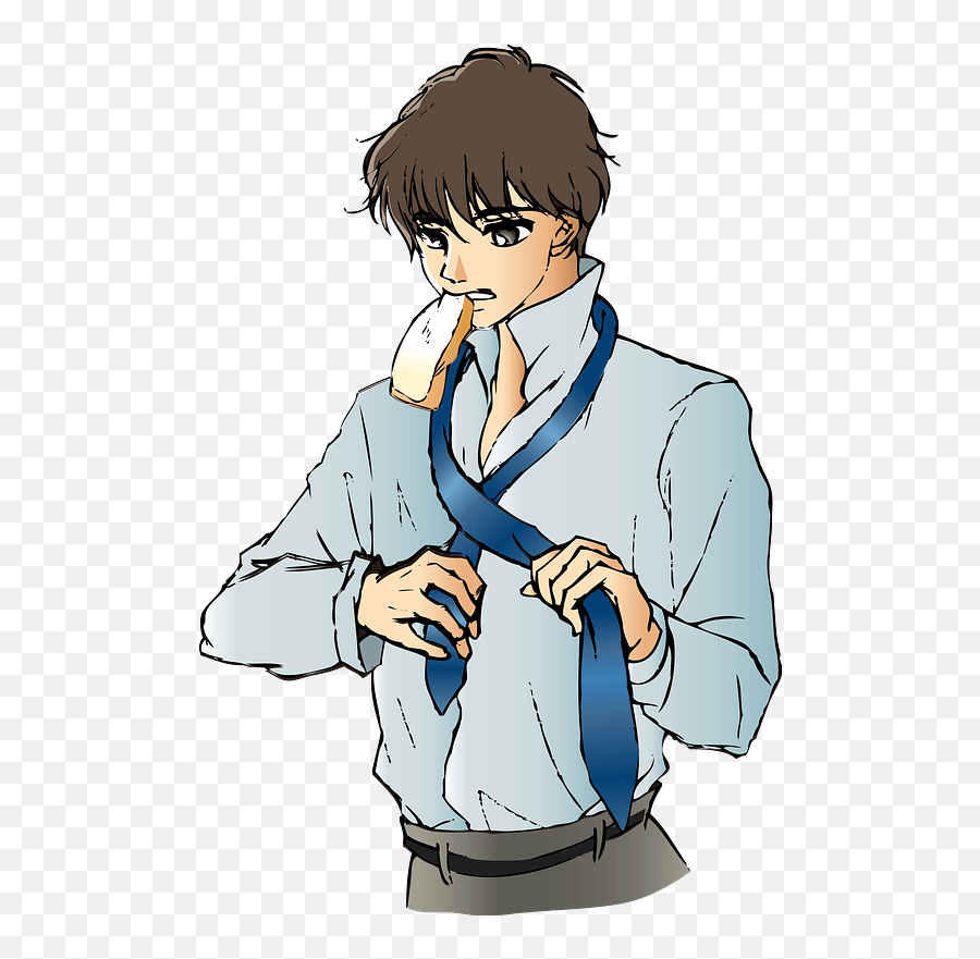 Man Is Trying To Tie His Necktie Clipart Free Download - Anime Png,Tie Transparent