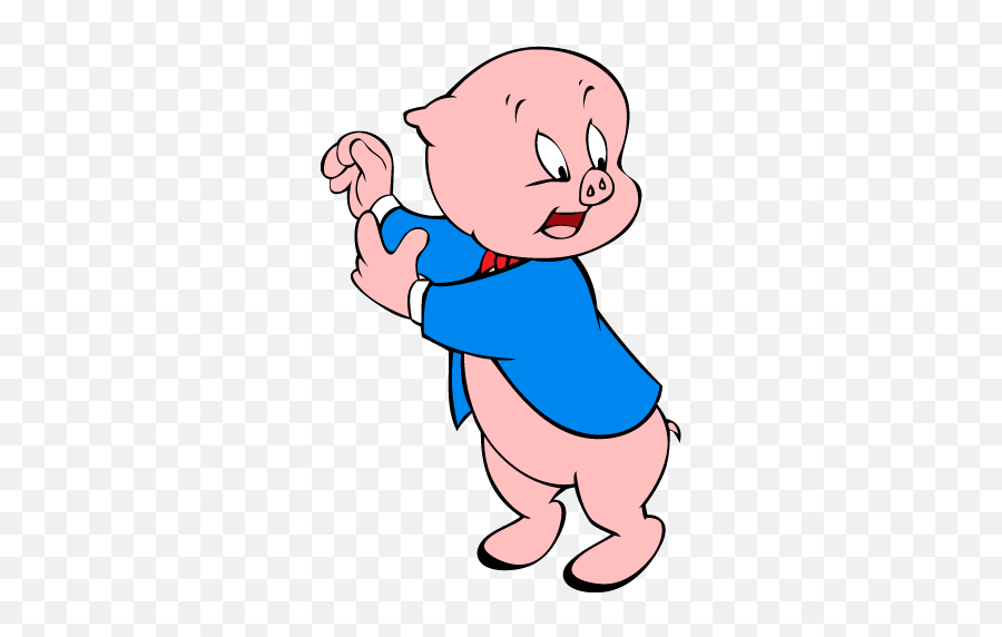 Funny Porky Pig Quotes - Pink Pig Cartoon Character Png,Porky Pig Png