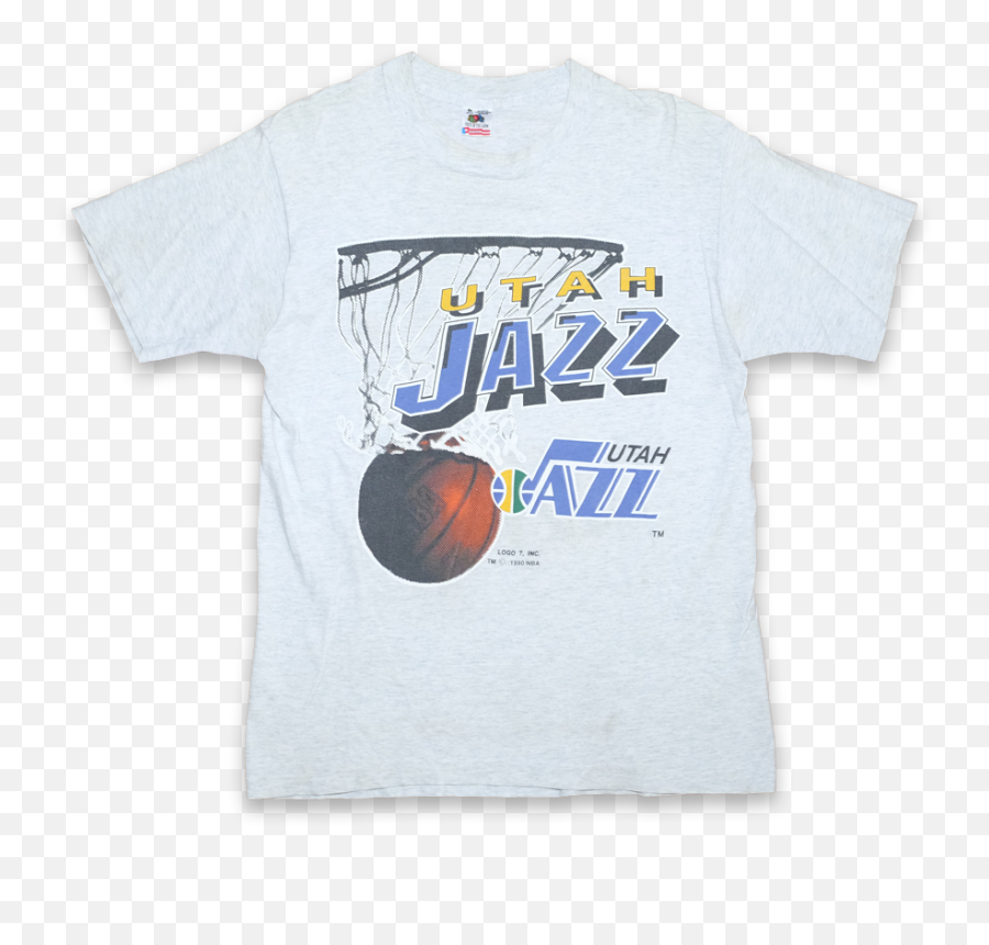 Vintage Utah Jazz T - Shirt Large U2013 Double Double Vintage Utah Jazz Vintage Shirt Png,Utah Jazz Logo Png