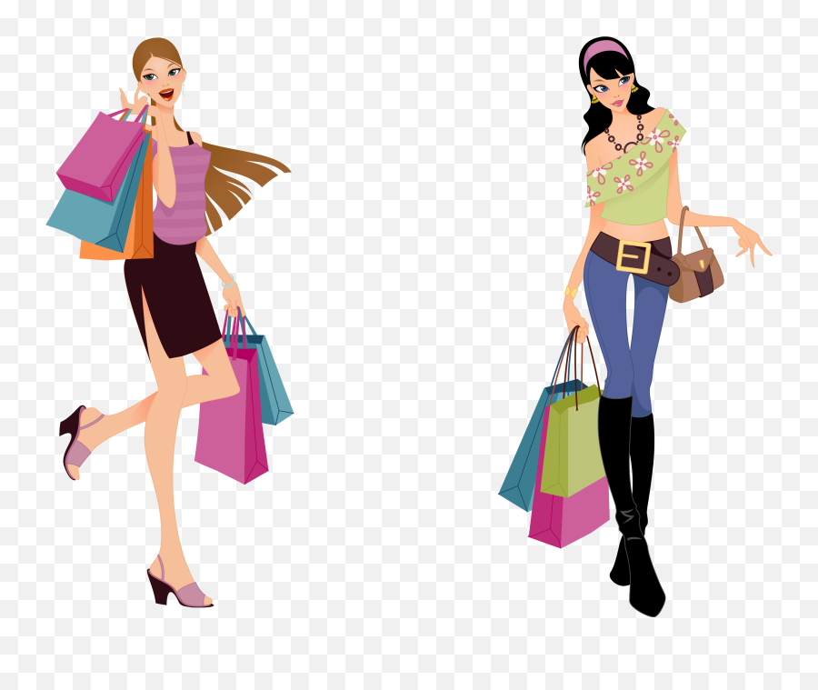 Picture Download Beauty Vector Fashion Sketch - Fashion Girl Shopping Vector Png,Shopping Transparent