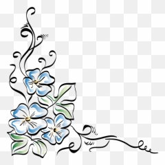 Flowers Corner Nature - Border Design Black And White png