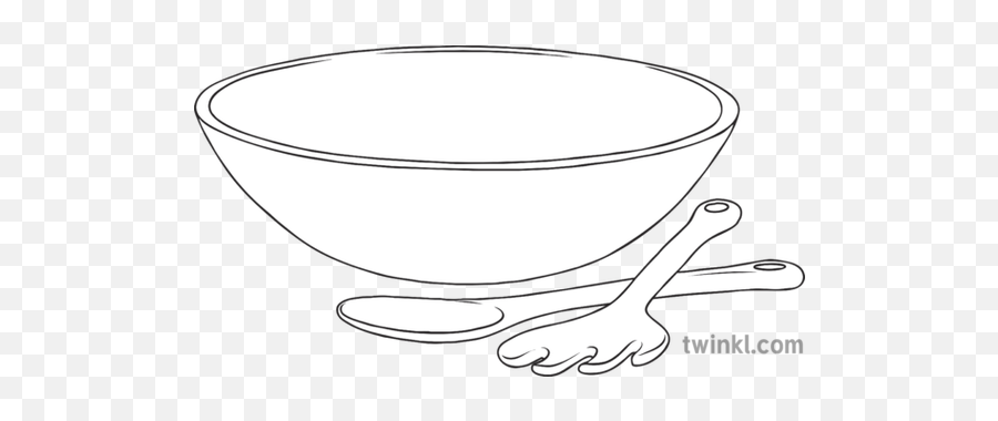Empty Salad Bowl With Utensils Sen Food Kitchen Ks3 Black - Line Art Png,Salad Bowl Png