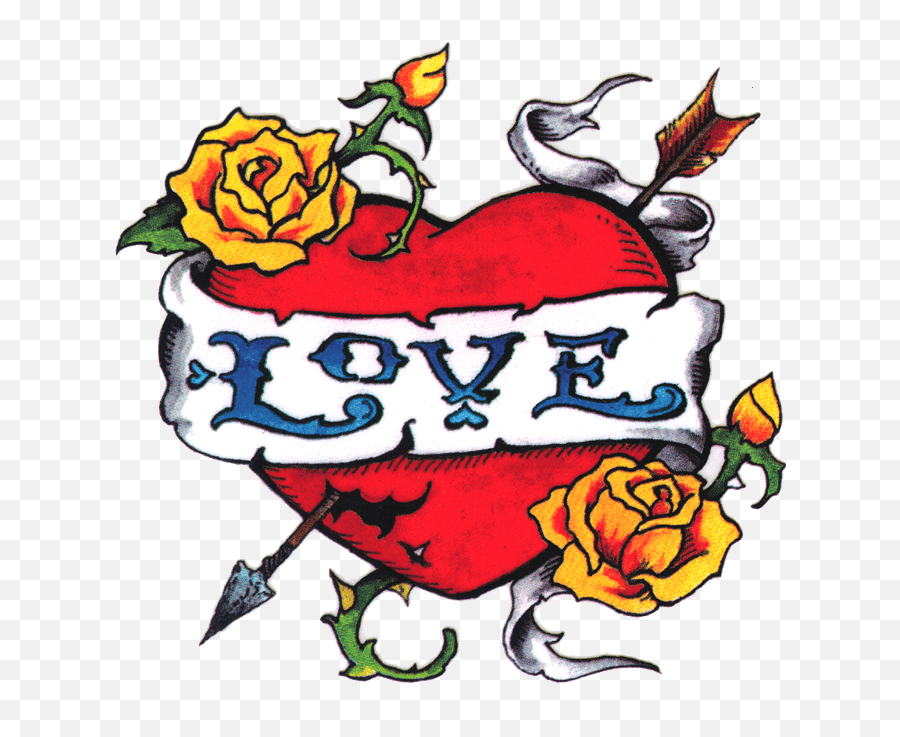 Download Love Tattoo Kitsch Transparent Png - Stickpng Transparent Color Tattoo Png,Flower Tattoo Png