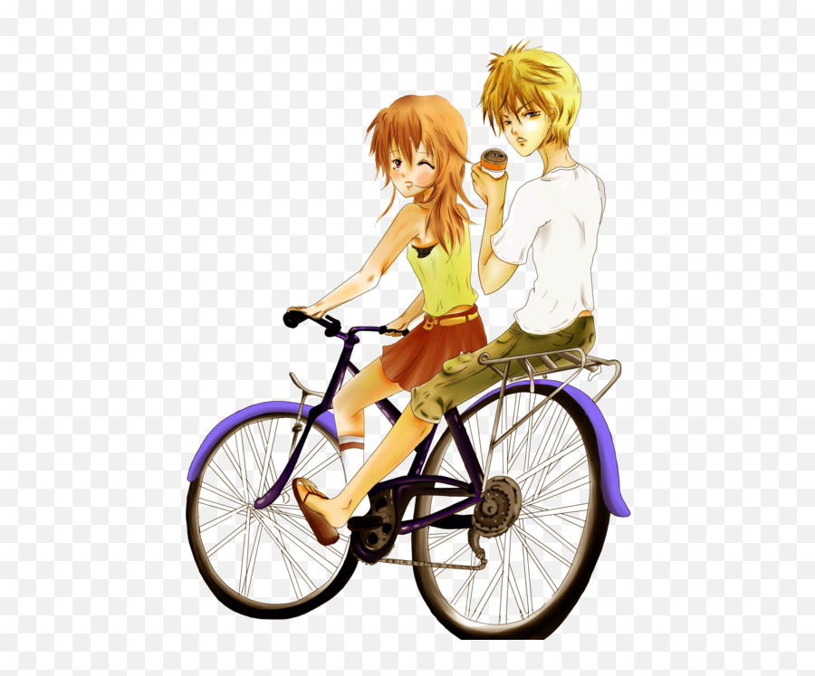 Clip Free Riding By Blu Tea - Anime Bicycle Png Transparent 2 People Riding A Bike Anime,Bike Png