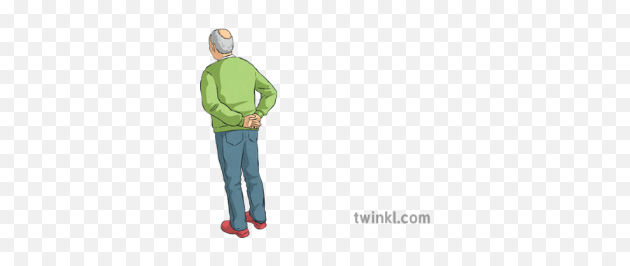 Older Man Standing Back View Spag Children In Need Classic - Man Standing Back View Illustration Png,Person Standing Png