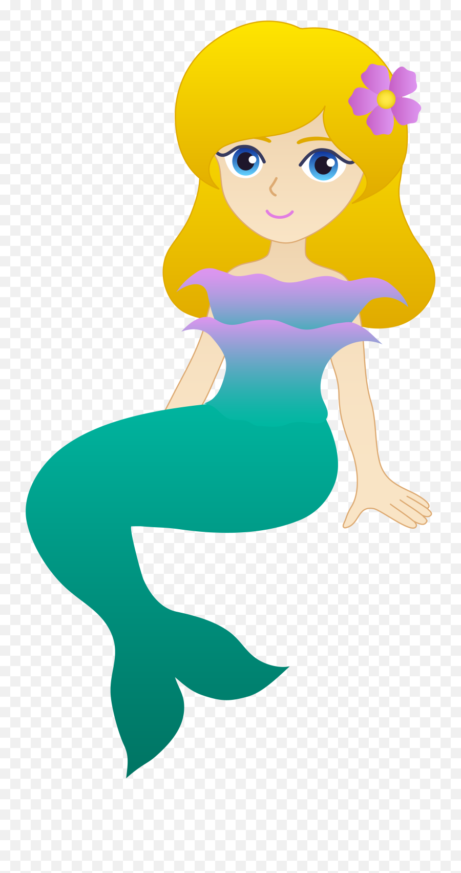 Cute Mermaid With Blonde Hair - Free Clip Art Cute Mermaid Clip Art Png,Free Mermaid Png