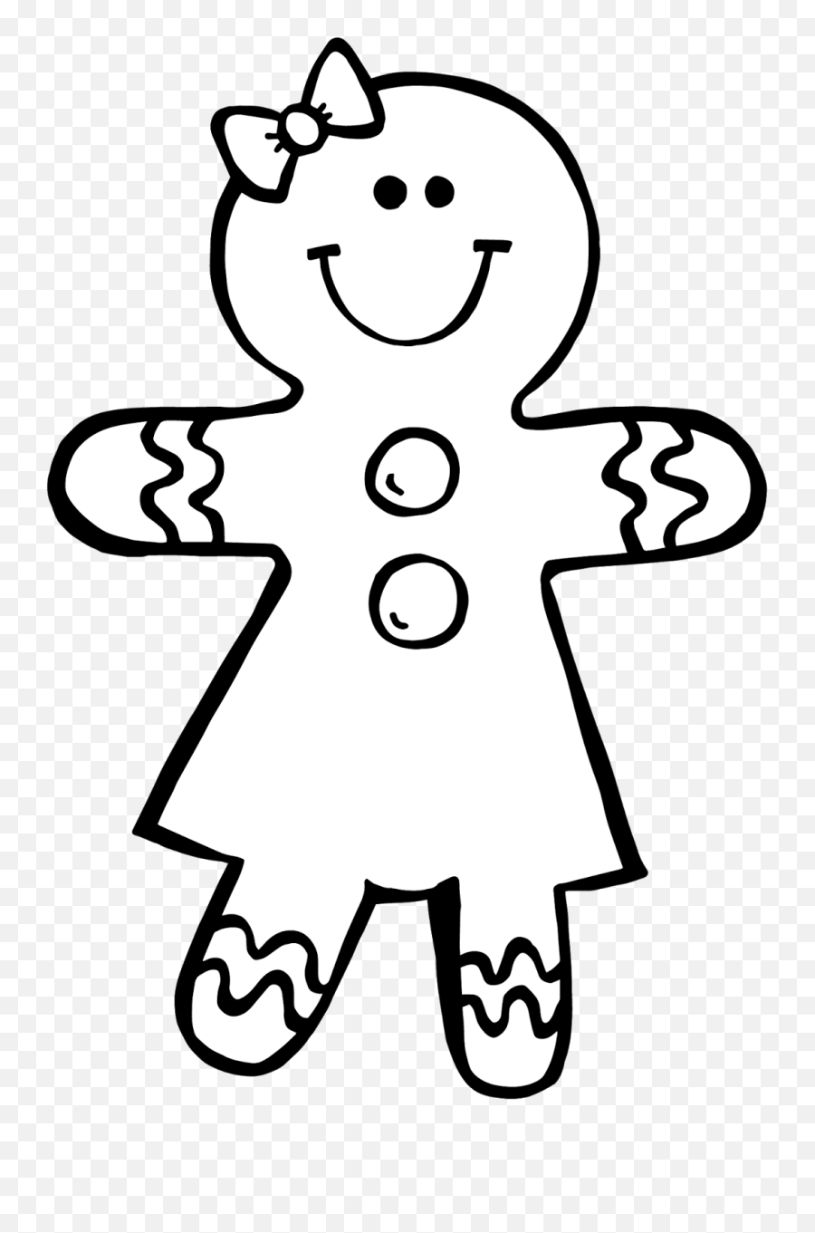 Gingerbread Man Black And White Clipart Kid 3 - Clipartingcom Gingerbread Girl Template Printable Png,Gingerbread Man Png