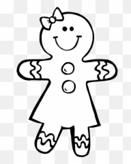 Gingerbread Man Black And White Clipart Kid 3 - Clipartingcom Gingerbread Girl Template Printable Png,Gingerbread Man Png