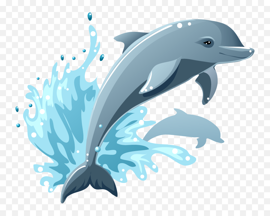 Dolphin Vector Transparent U0026 Png Clipart Free Download - Ywd Cartoon Dolphin Jumping Out Of Water,Dolphin Transparent Background