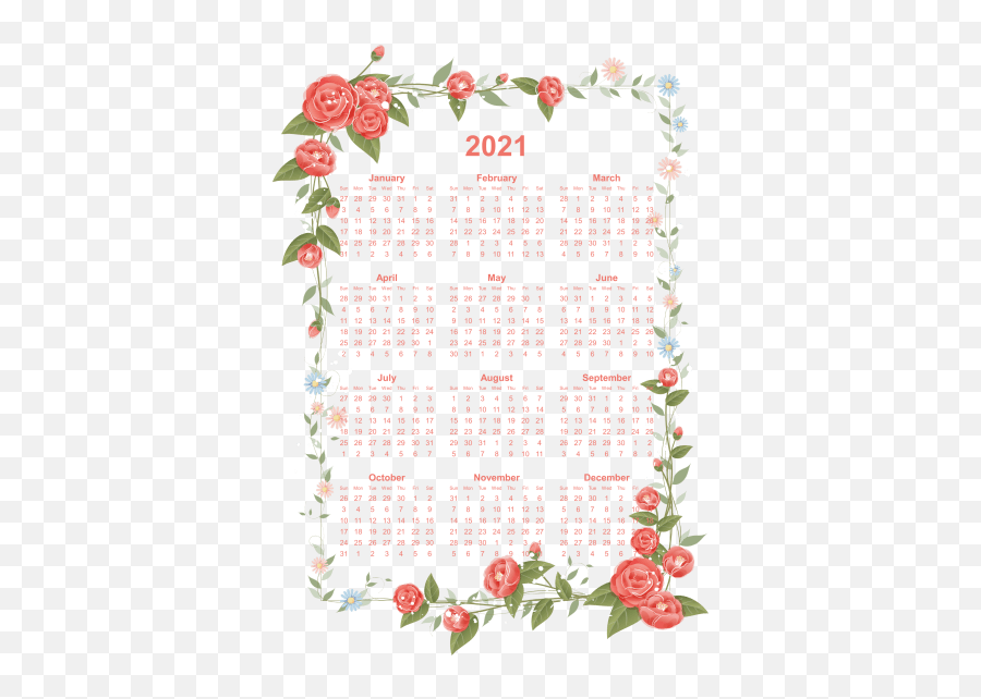 Free Png Image Decorative Borders 2021 Calendar Printable - Flower Border Design Png,Tumblr Icon Borders