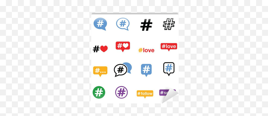 Wall Mural Hashtag Social Media Icons Set - Pixersus Dot Png,Social Media Icon Set Instagram