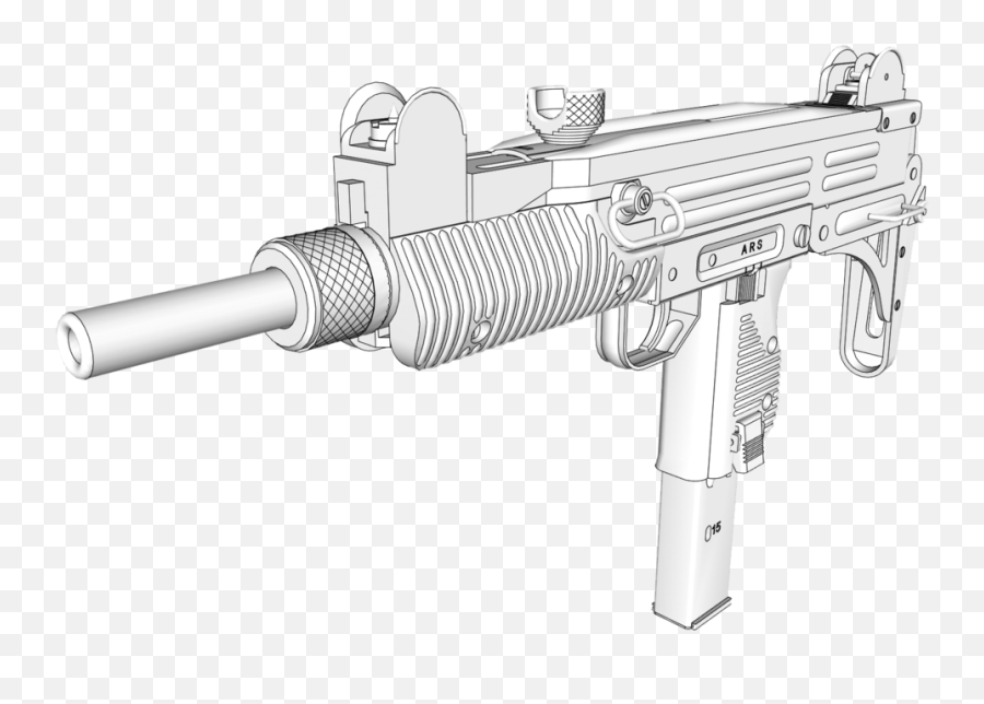 Download Uzi Submachine Gun - Drawing Guns 3d Png,Uzi Png